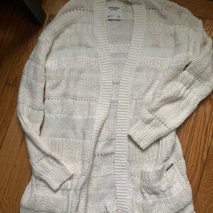 Abercrombie & Fitch White Cardigan Sweater Textured Knit